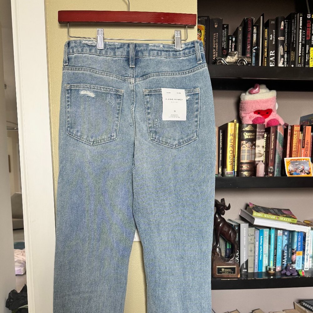 Flying Monkey Worn Blue Distressed Boyfriend Jeans - Picture 4 of 5